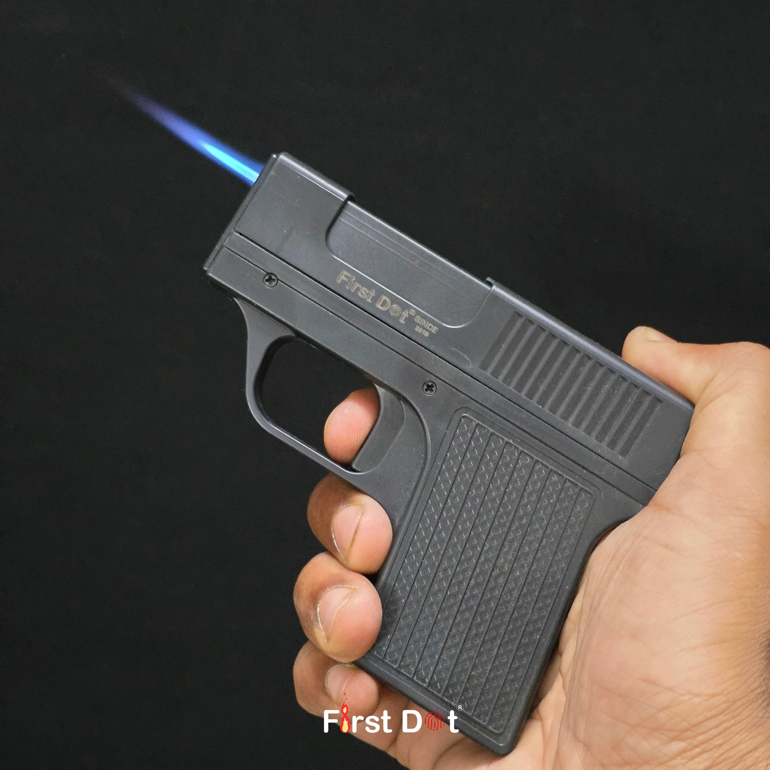 Tactical Gun Lighter with Cigarette Case – 10 Slot storage Jet Flame