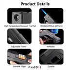 Tactical Gun Lighter with Cigarette Case – 10 Slot storage Jet Flame