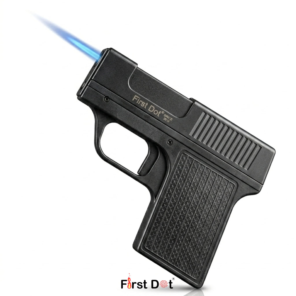 Tactical Gun Lighter with Cigarette Case – 10 Slot storage Jet Flame