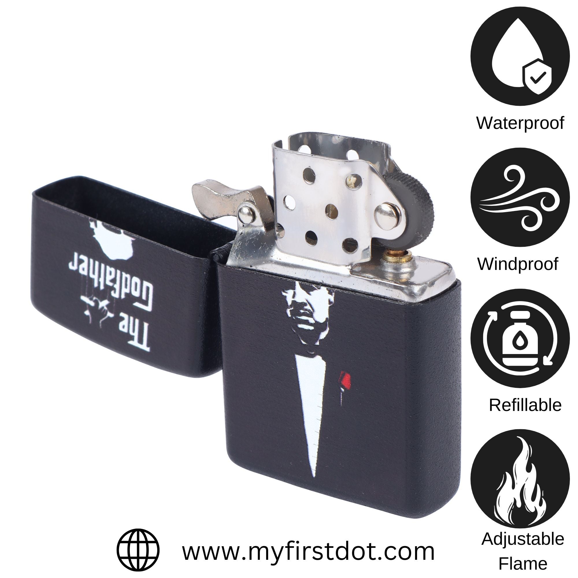 The Godfather Windproof Cigarette Lighter for Men | Pocket Classic Lighter for Smoking | | First Dot
