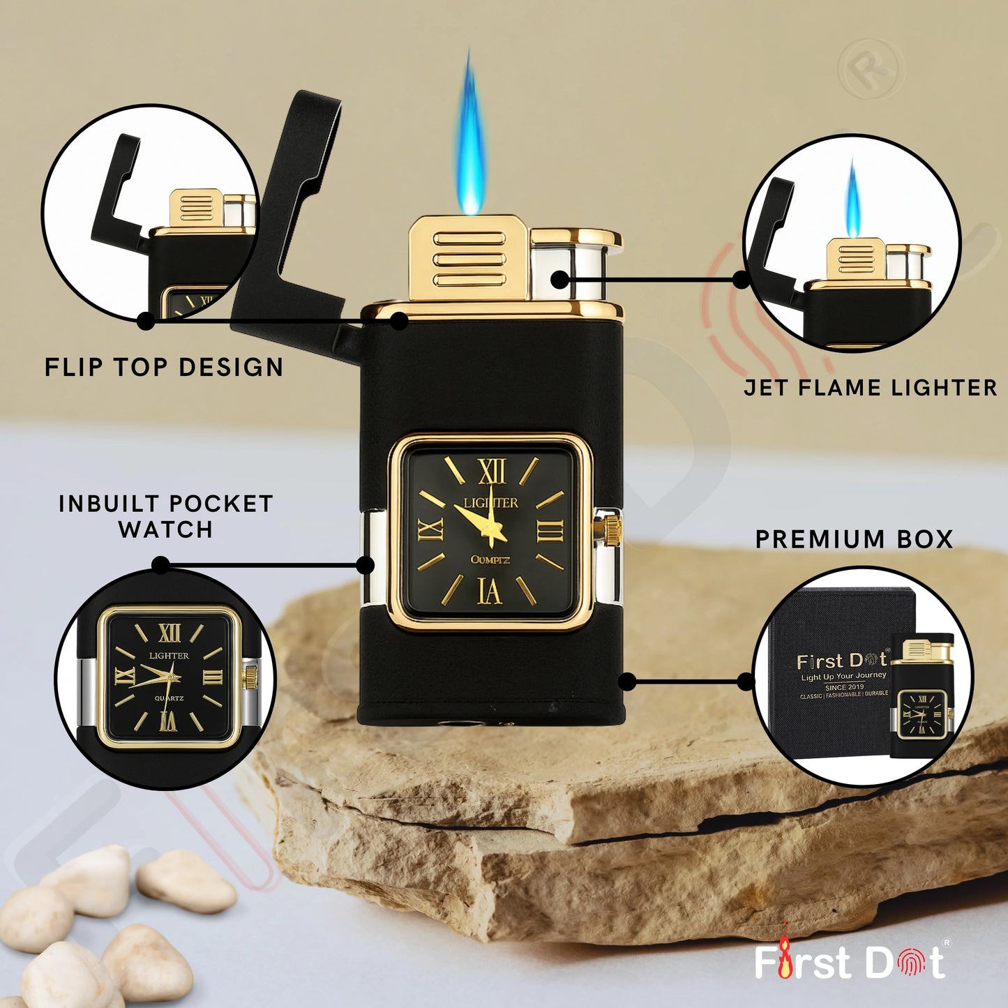 Premium ChronoLite Clock Lighter – Lighter for Men Black