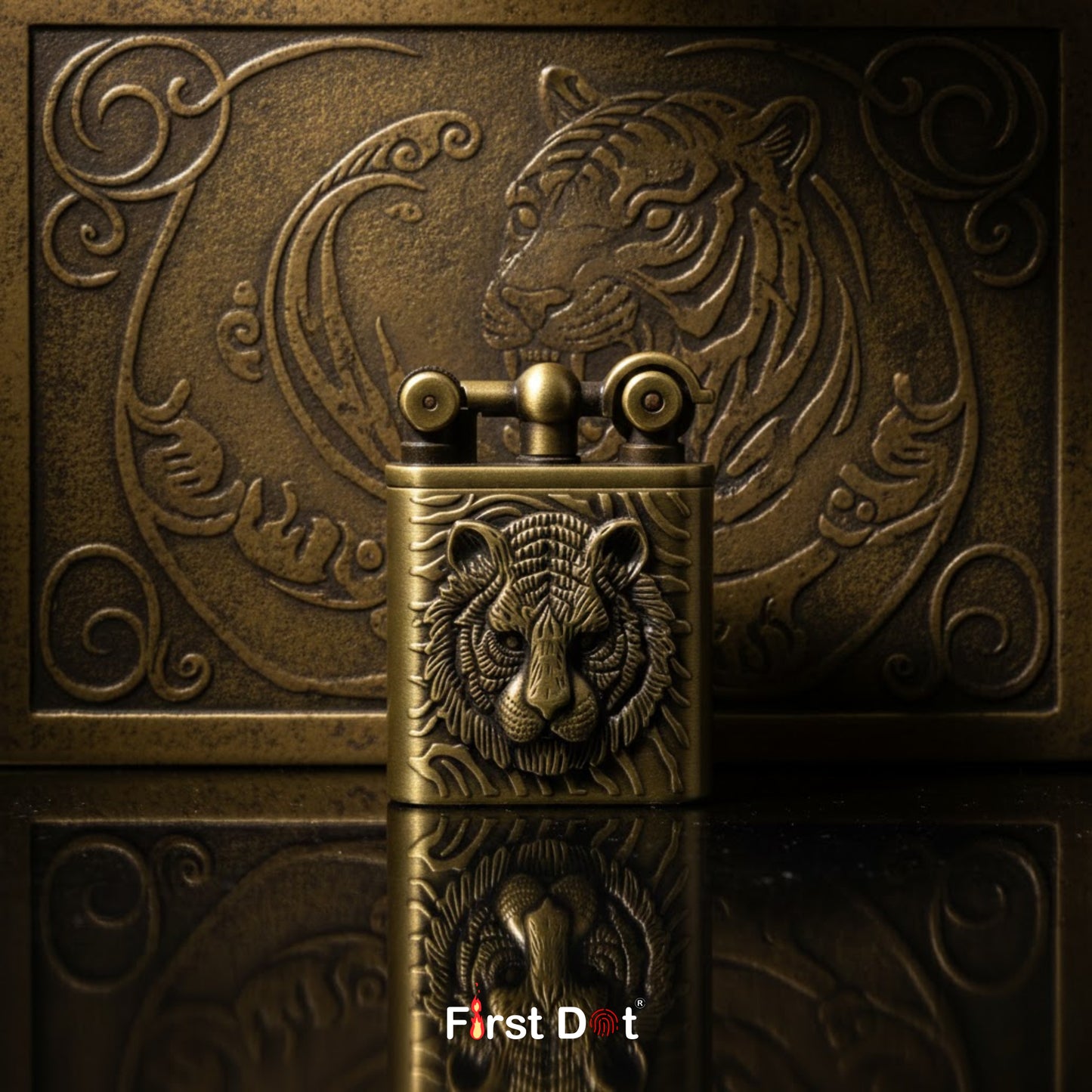 Tiger Head Engraved Vintage Gas Lighter – Refillable