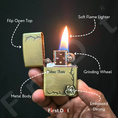 Combo of 2 Embossed Metal Cigarette Lighters + Free 50ml Fuel