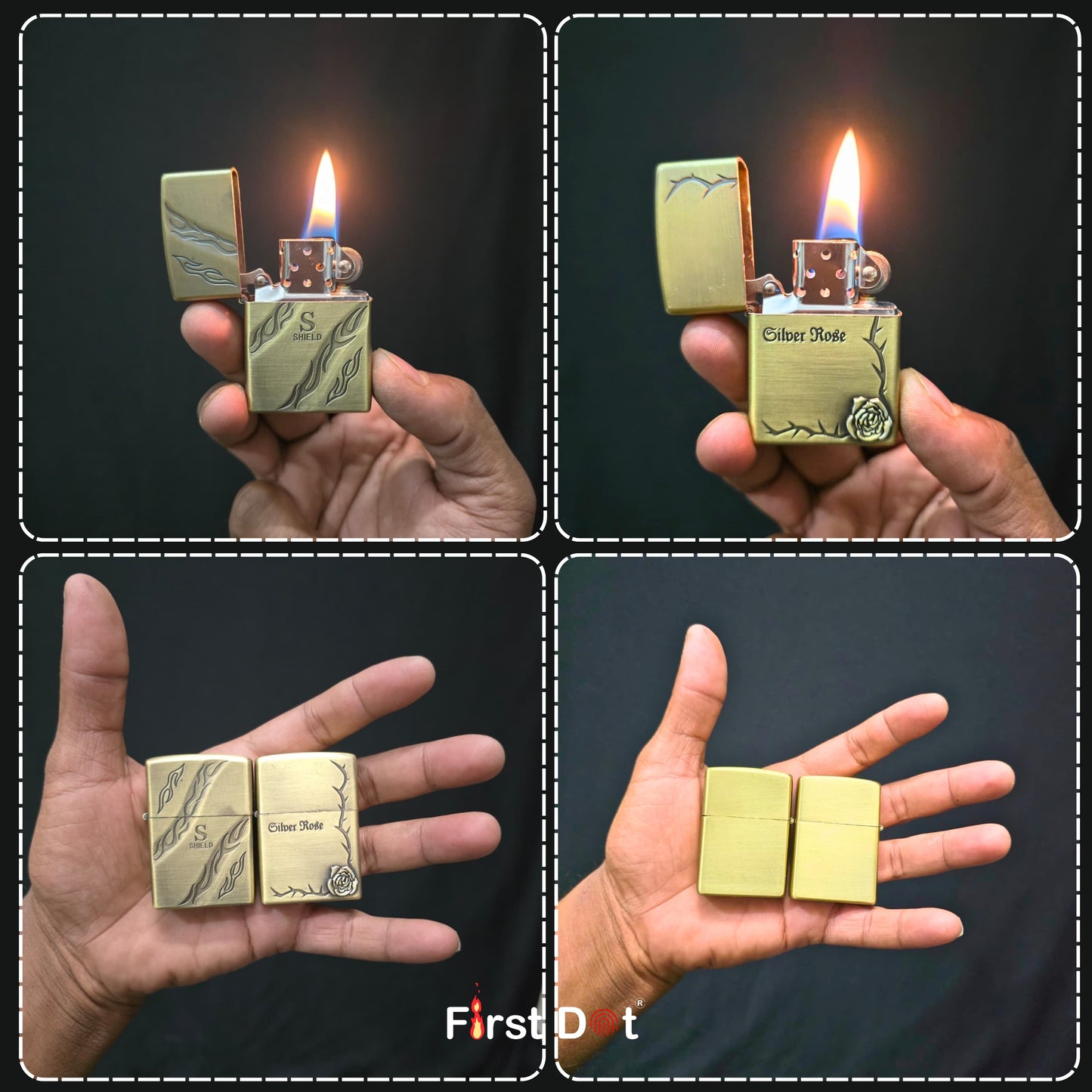 Combo of 2 Embossed Metal Cigarette Lighters + Free 50ml Fuel