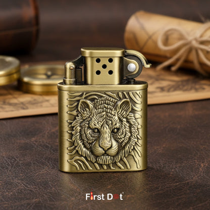 Vintage Brass Finish Tiger Engraved Cigarette Lighter