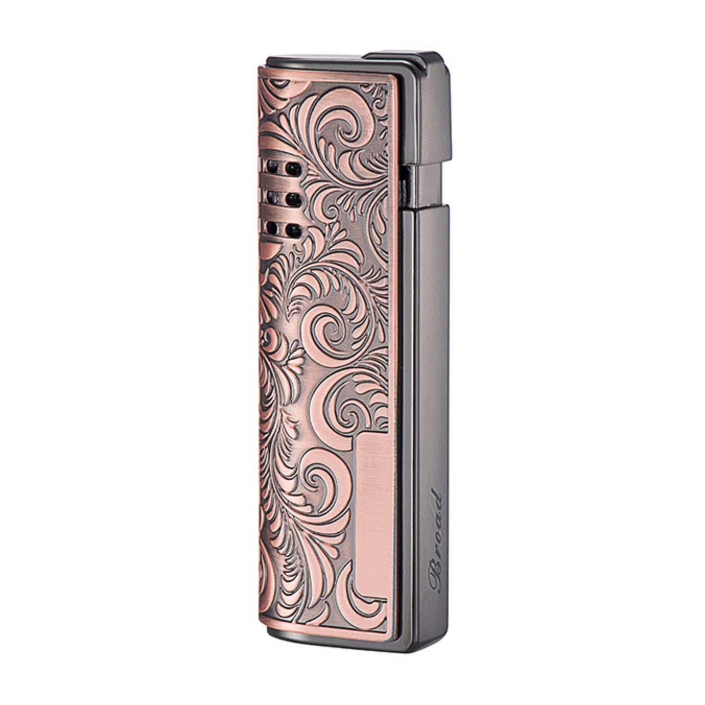 Decorative lighter with intricate patterns on a white background