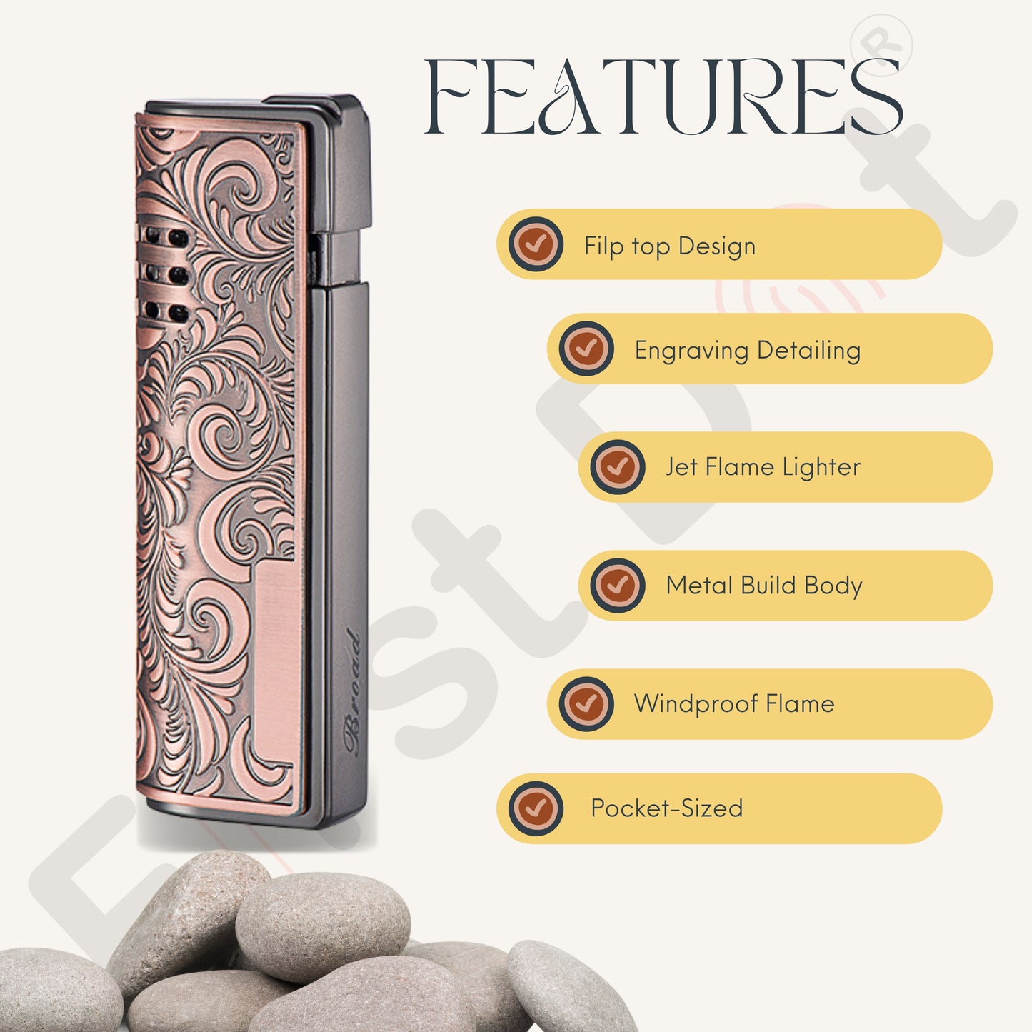 Vintage Embossed Butane Gas Windproof Metal Lighter