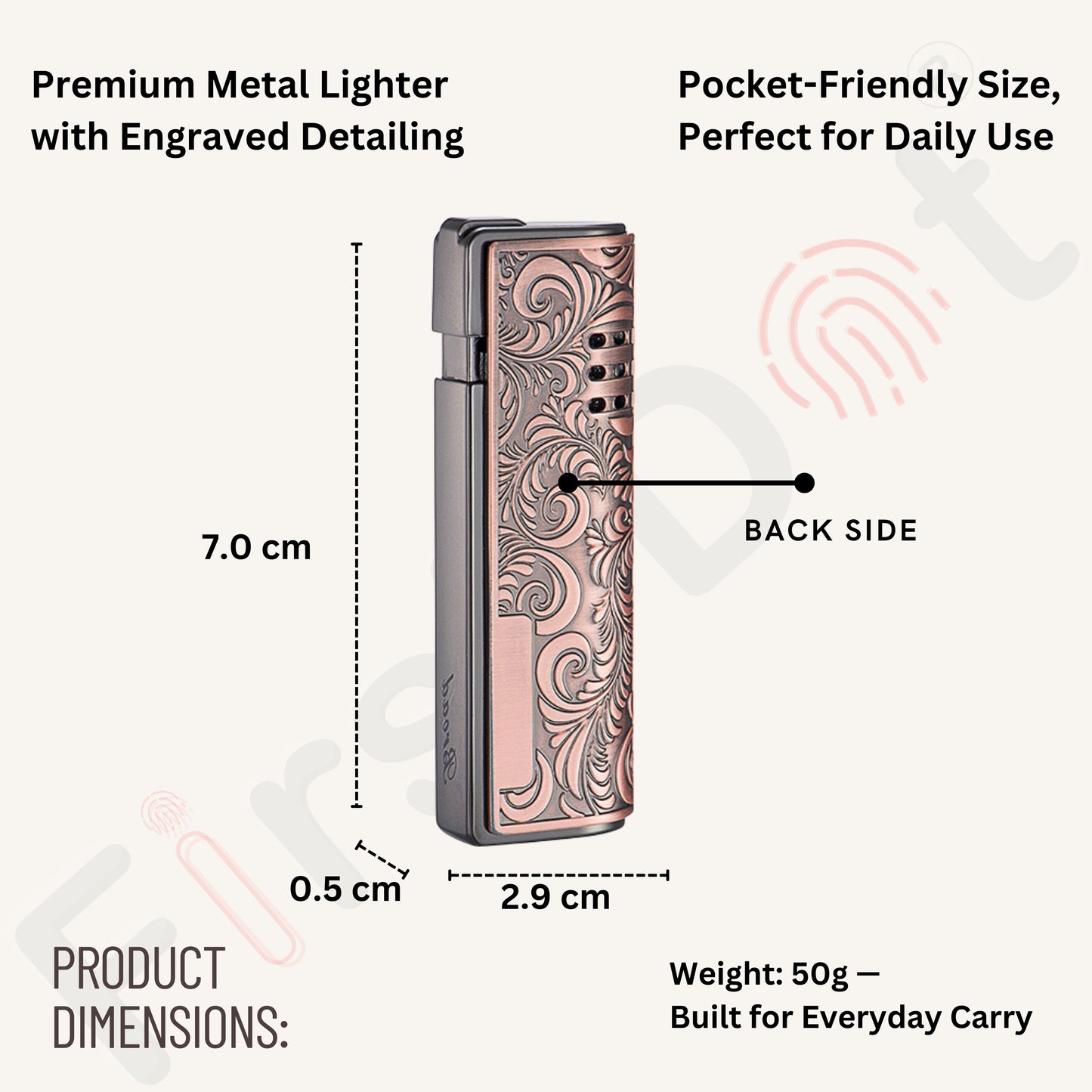 Vintage Embossed Butane Gas Windproof Metal Lighter