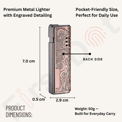 Vintage Embossed Butane Gas Windproof Metal Lighter