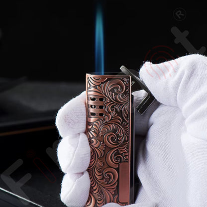 Vintage Embossed Butane Gas Windproof Metal Lighter