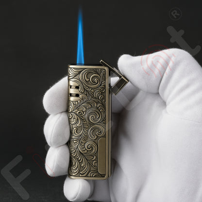 Vintage Embossed Butane Gas Windproof Metal Lighter