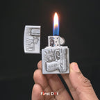 Vintage Craft Gun Engraved Metal Design, Wind-Resistant Flame