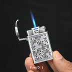 Vintage Floral Engraved Jet Flame Cigarette Lighter