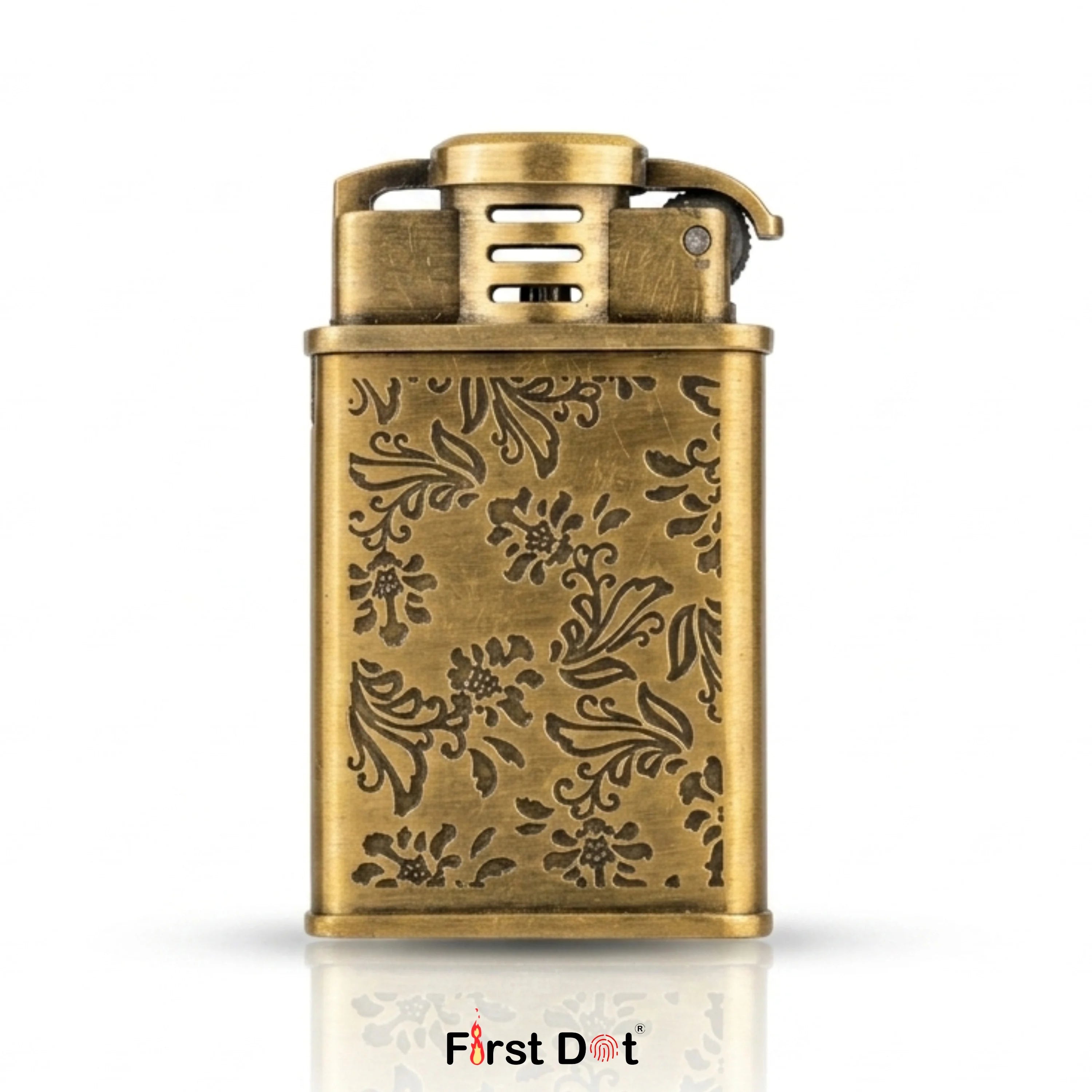 Vintage Floral Engraved Jet Flame Cigarette Lighter