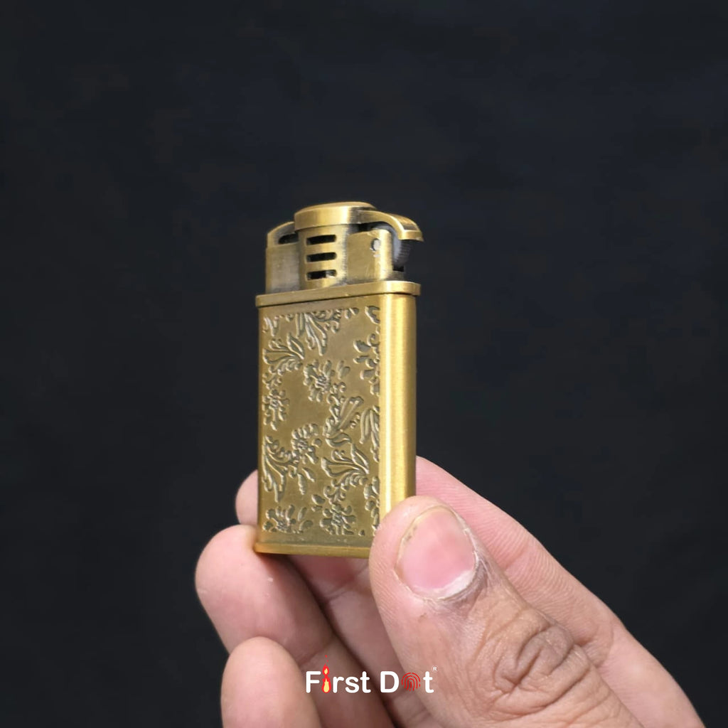 Vintage Floral Engraved Jet Flame Cigarette Lighter