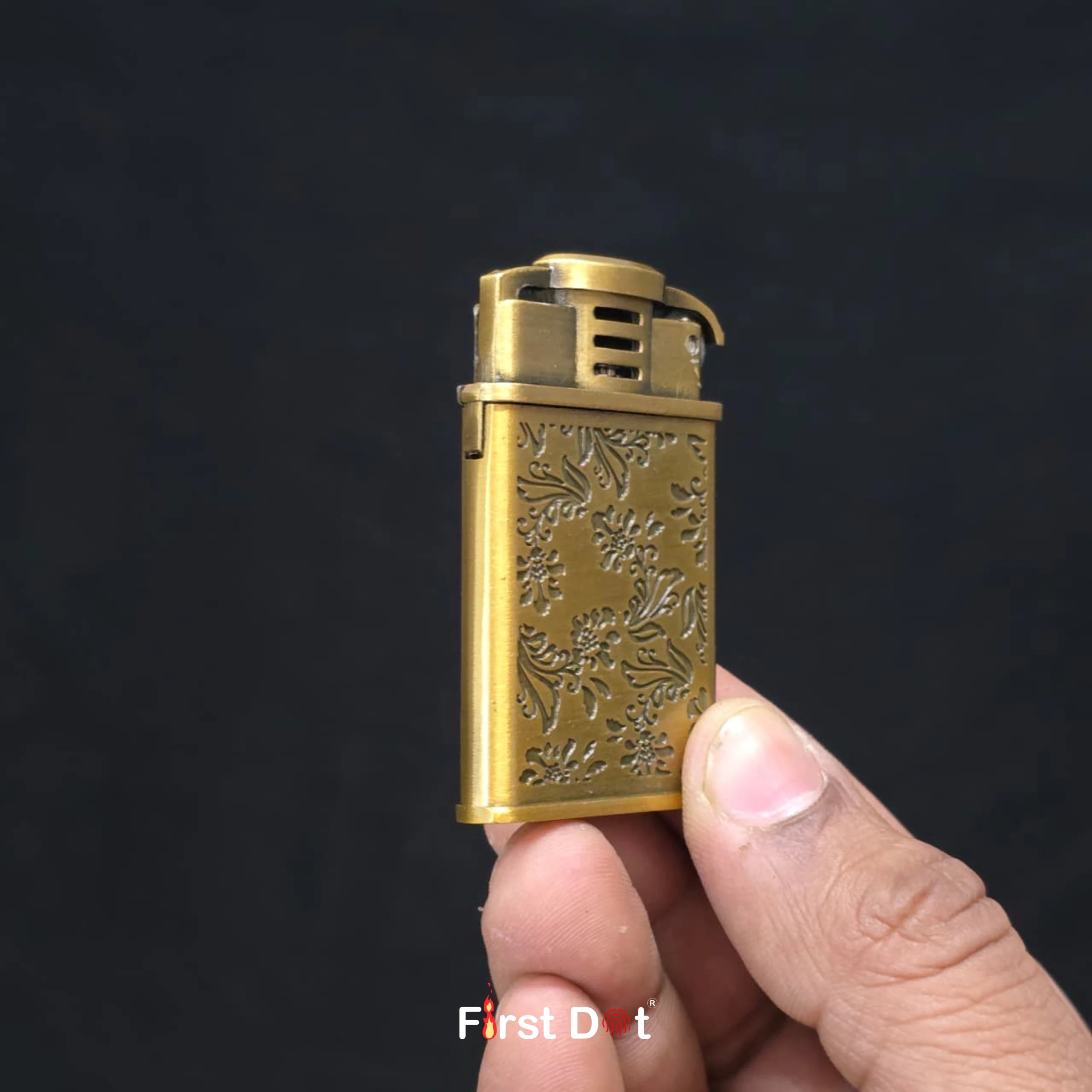 Vintage Floral Engraved Jet Flame Cigarette Lighter