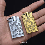 Vintage Floral Engraved Jet Flame Cigarette Lighter