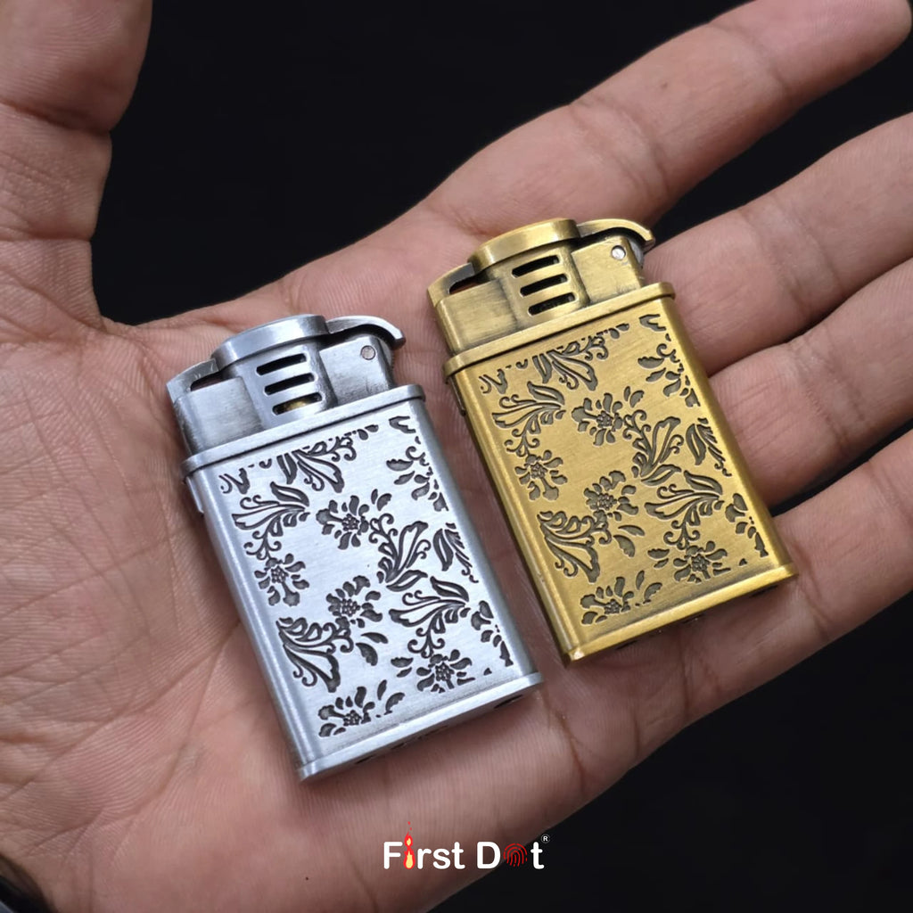 Vintage Floral Engraved Jet Flame Cigarette Lighter