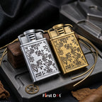 Vintage Floral Engraved Jet Flame Cigarette Lighter