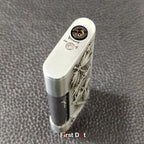 Vintage Leaf Carved Jet Flame Lighter Gold