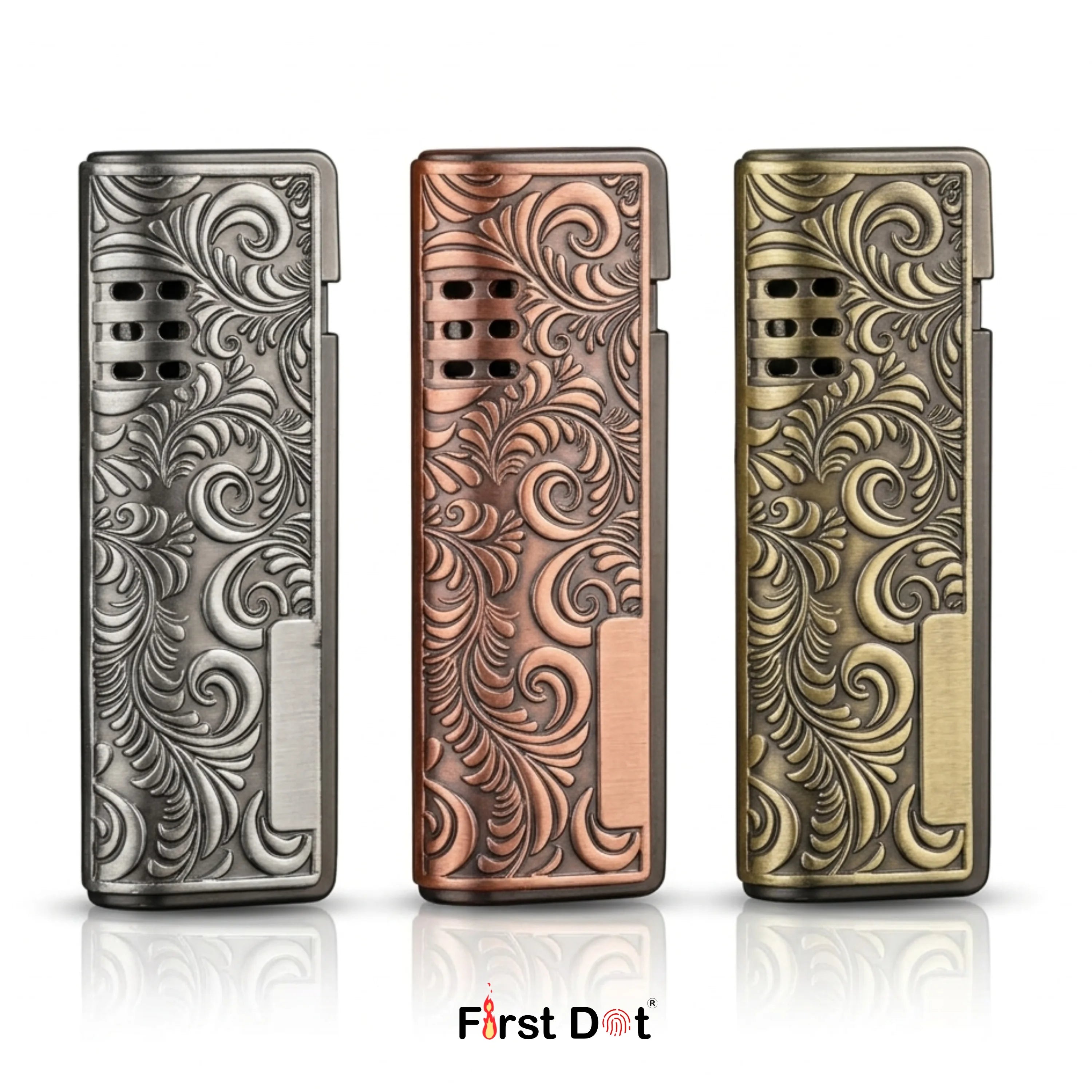 Vintage Leaf Engraved Cigarette Lighter – Windproof