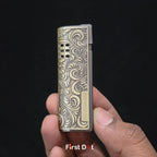 Vintage Leaf Engraved Cigarette Lighter – Windproof