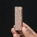 Vintage Leaf Engraved Cigarette Lighter – Windproof