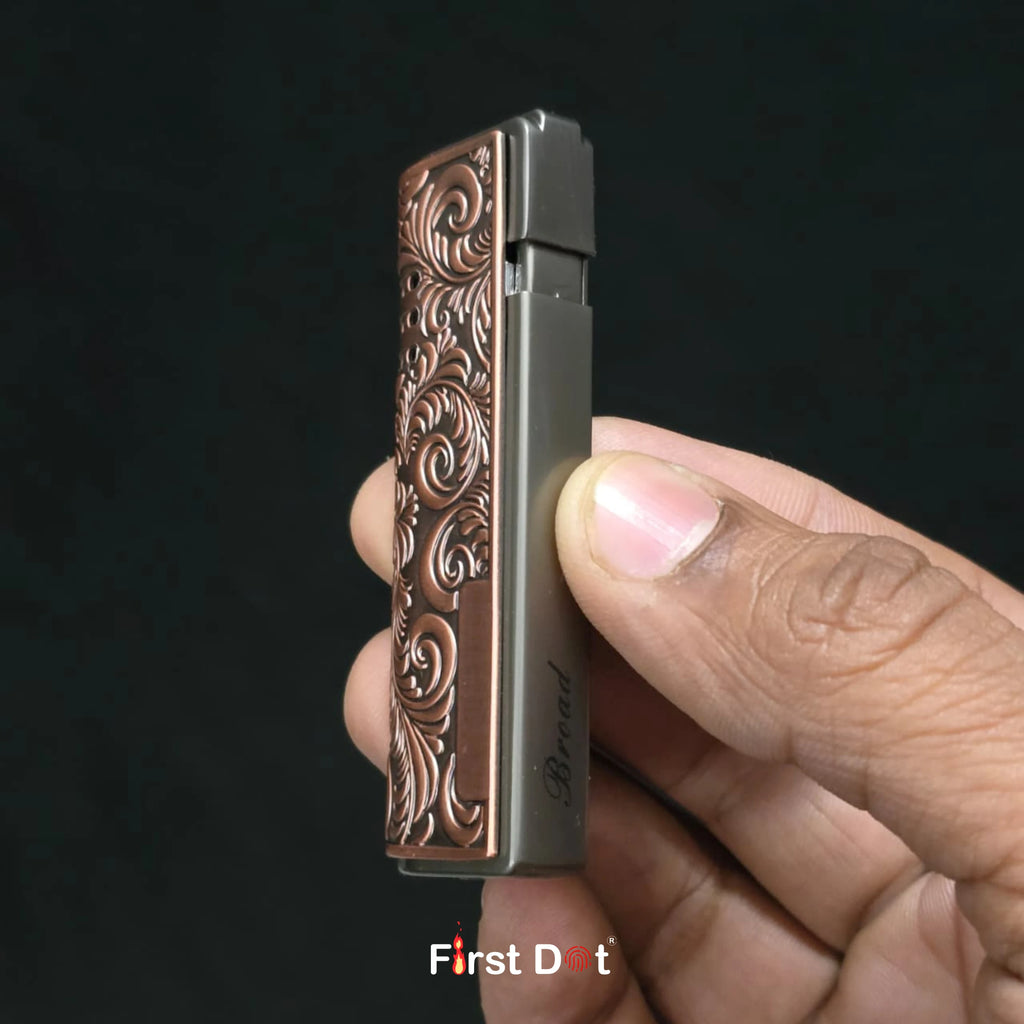 Vintage Leaf Engraved Cigarette Lighter – Windproof