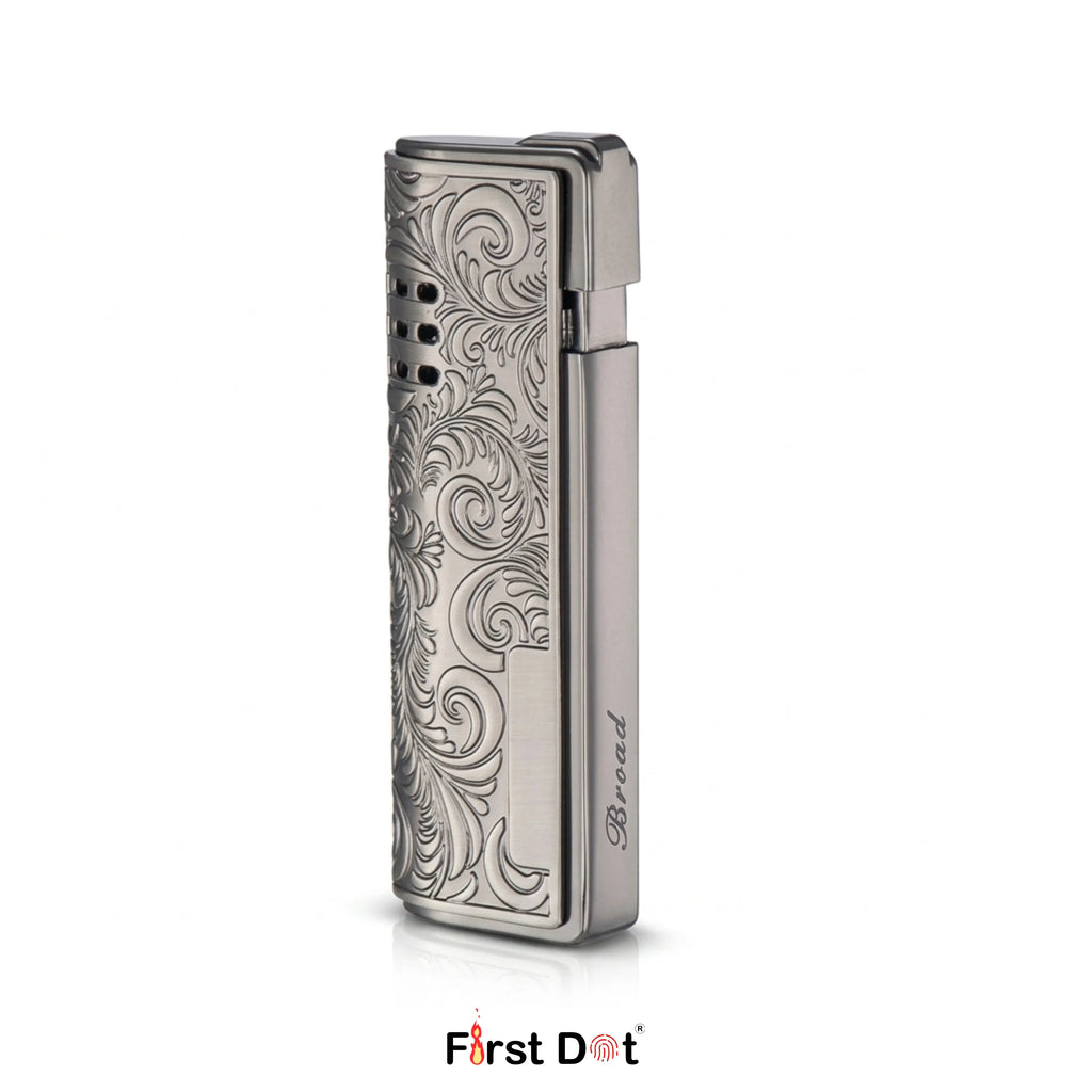 First Dot Vintage Leaf Engraved Cigarette Lighter – Windproof