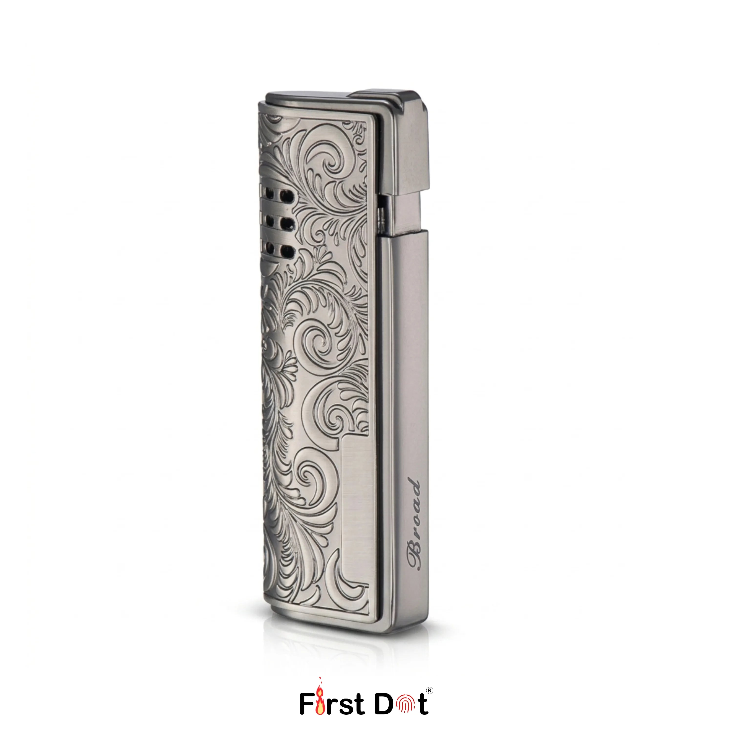 Vintage Leaf Engraved Cigarette Lighter – Windproof