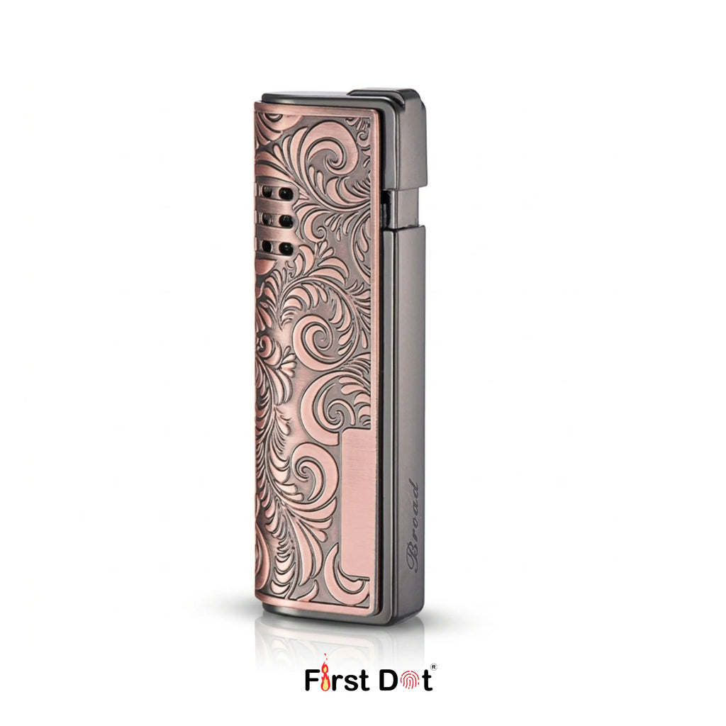 First Dot Vintage Leaf Engraved Cigarette Lighter – Windproof