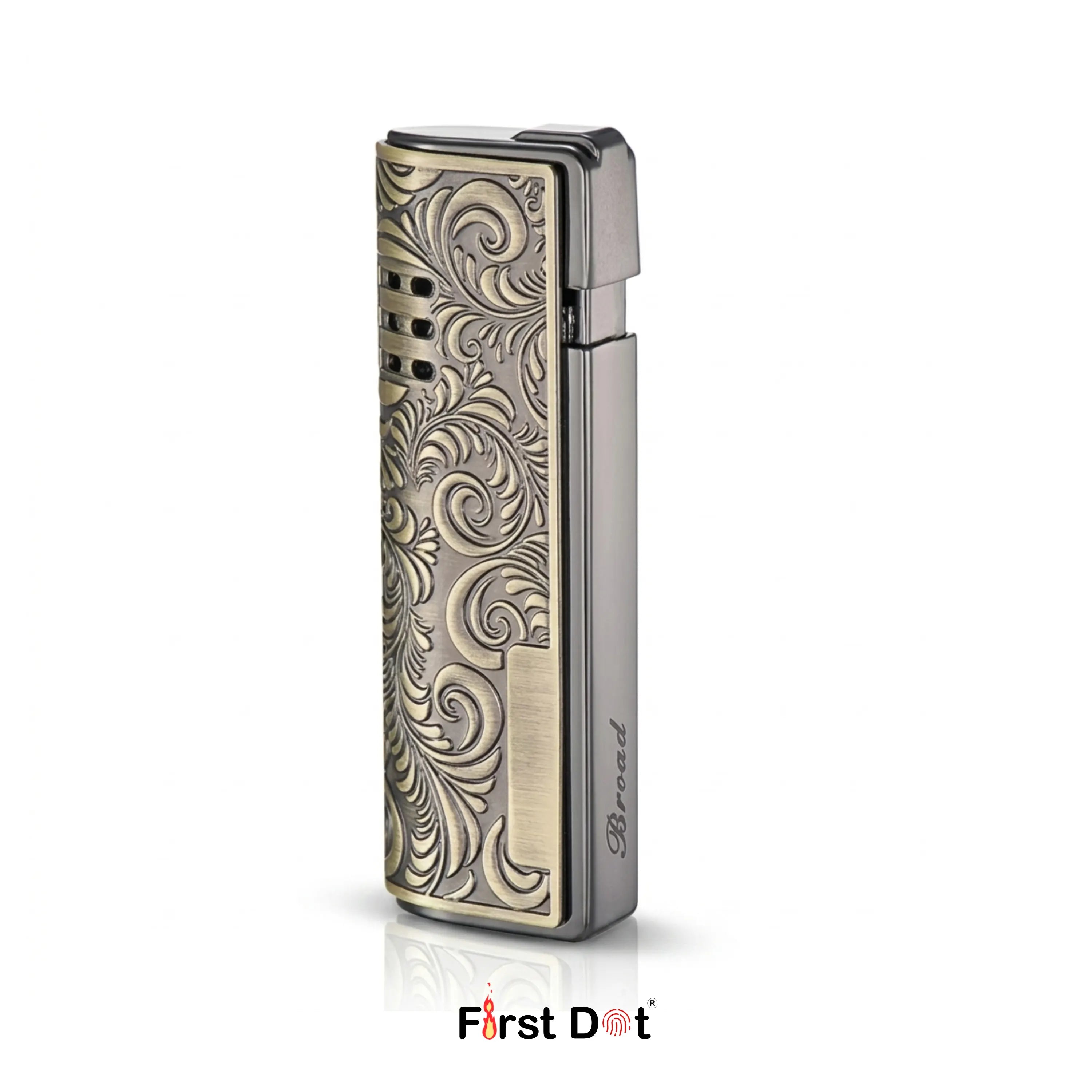 Vintage Leaf Engraved Cigarette Lighter – Windproof