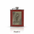 Vintage Leather Hip Flask with Embossed Pocket Flask 8oz