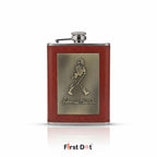 Vintage Leather Hip Flask with Embossed Pocket Flask 8oz