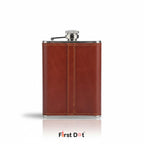 Vintage Leather Hip Flask with Embossed Pocket Flask 8oz