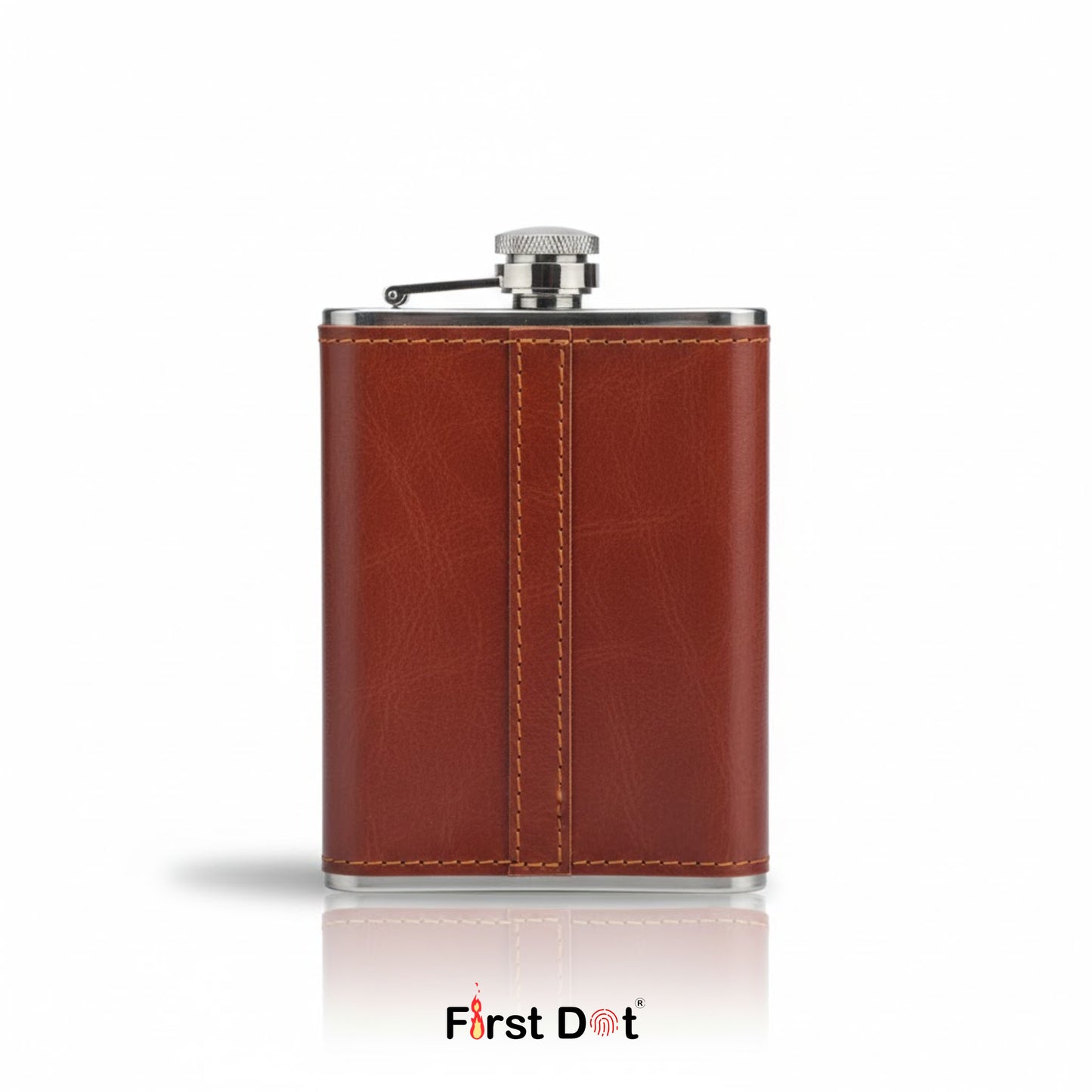 Vintage Leather Hip Flask with Embossed Pocket Flask 8oz