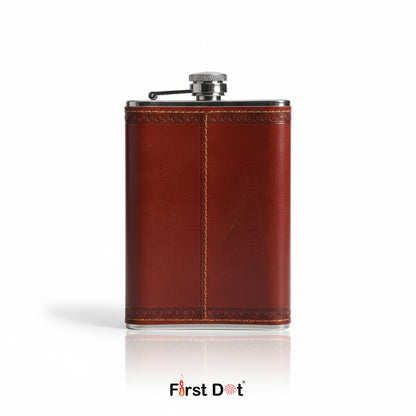 Vintage Leather Hip Flask with Embossed | Pocket Flask for Travel 9oz