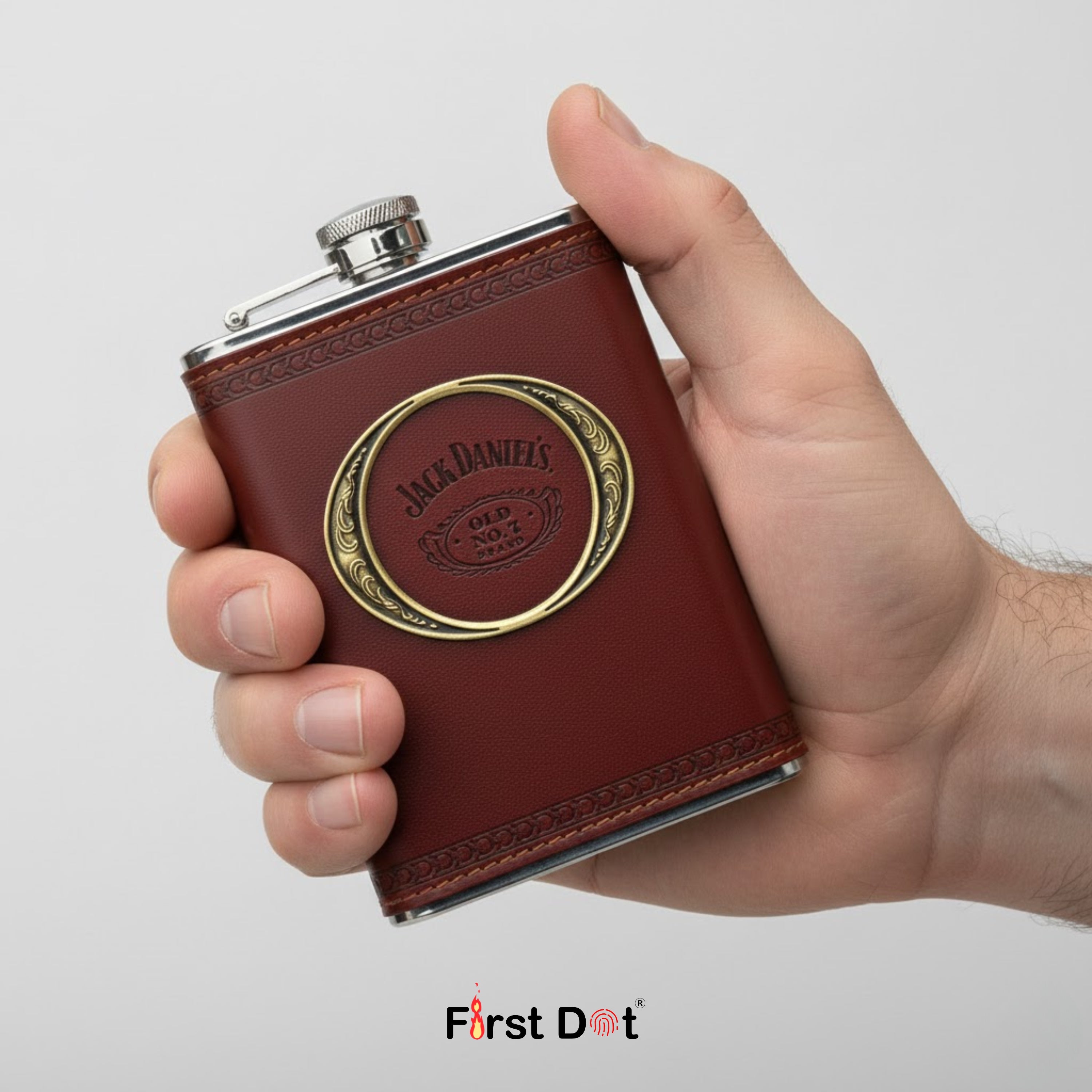 Vintage Leather Hip Flask with Embossed | Pocket Flask for Travel 9oz