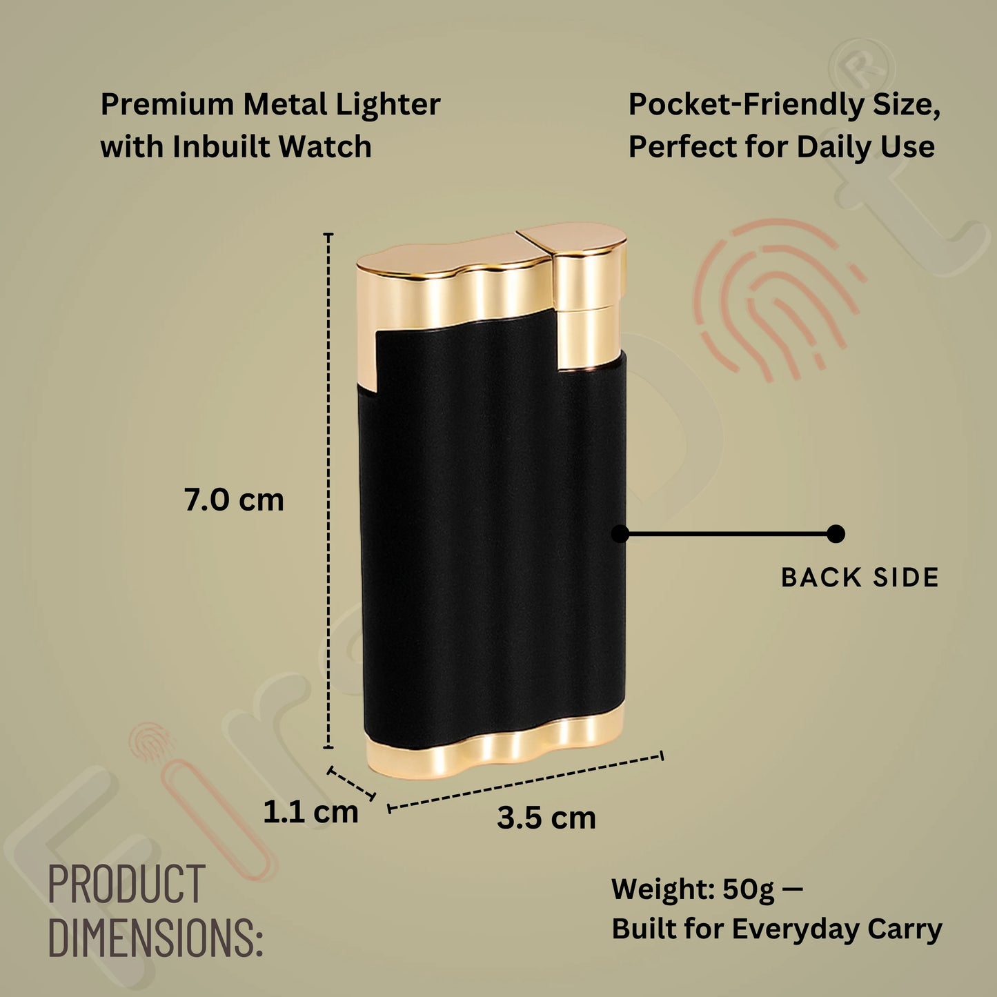 Vintoro Luxury Dual-Use Classic Watch Lighter for Men - Black