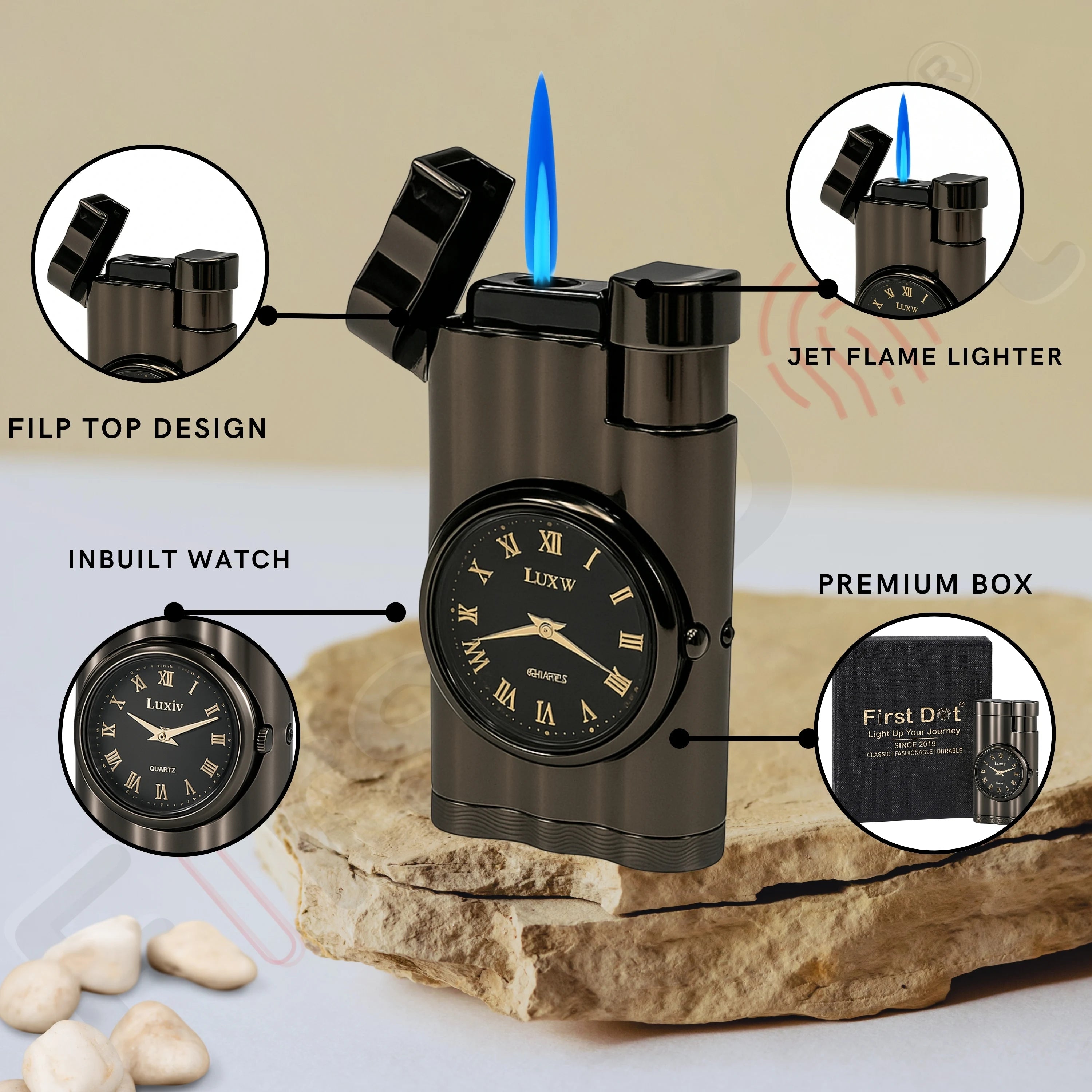 Vintoro Luxury Dual-Use Classic Watch Lighter for Men - Grey