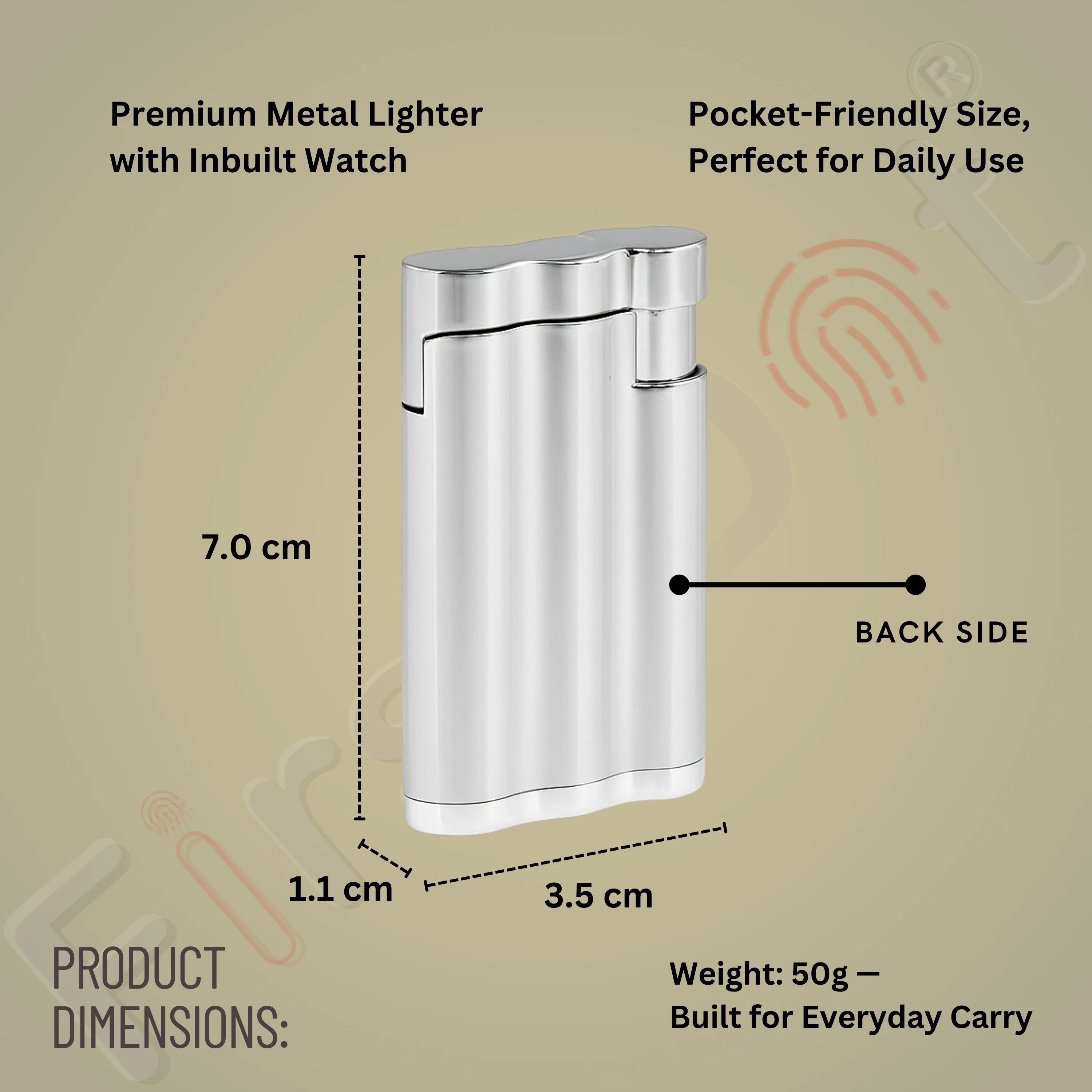 Vintoro Luxury Dual-Use Classic Watch Lighter for Men - Silver