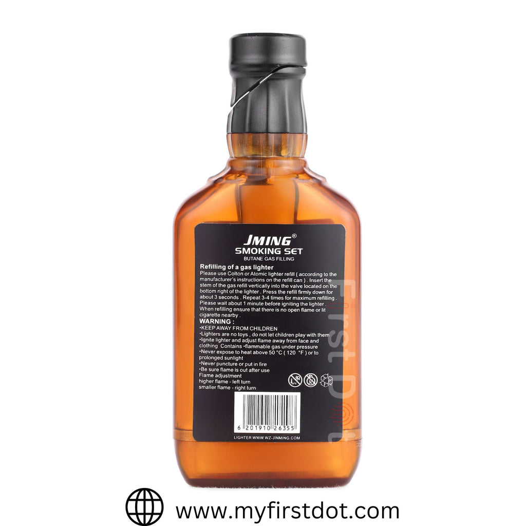 First Dot Whiskey Bottle Style Soft Flame Gas Lighter