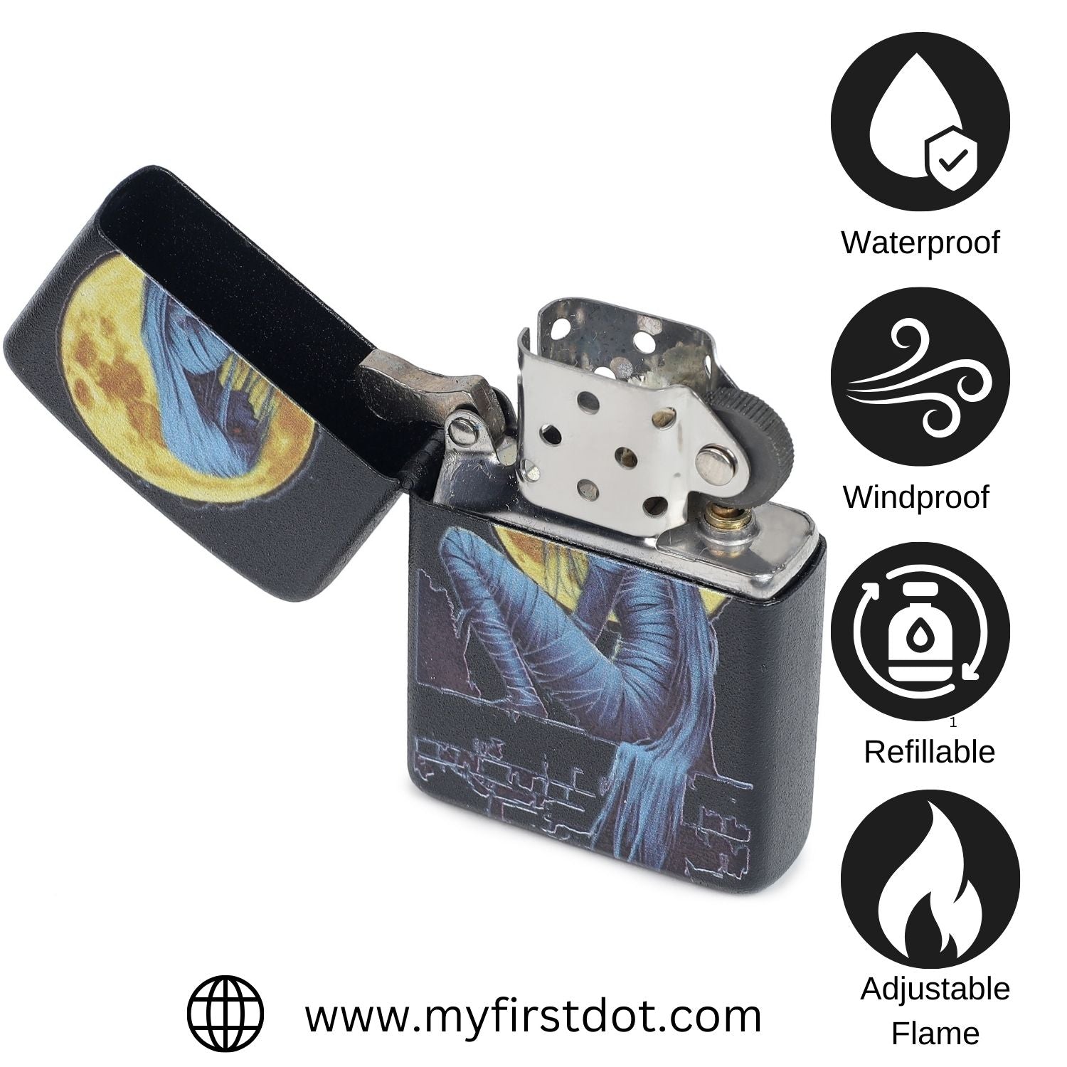 Blue Mummy Moon Graphic Windproof Cigarette Lighter