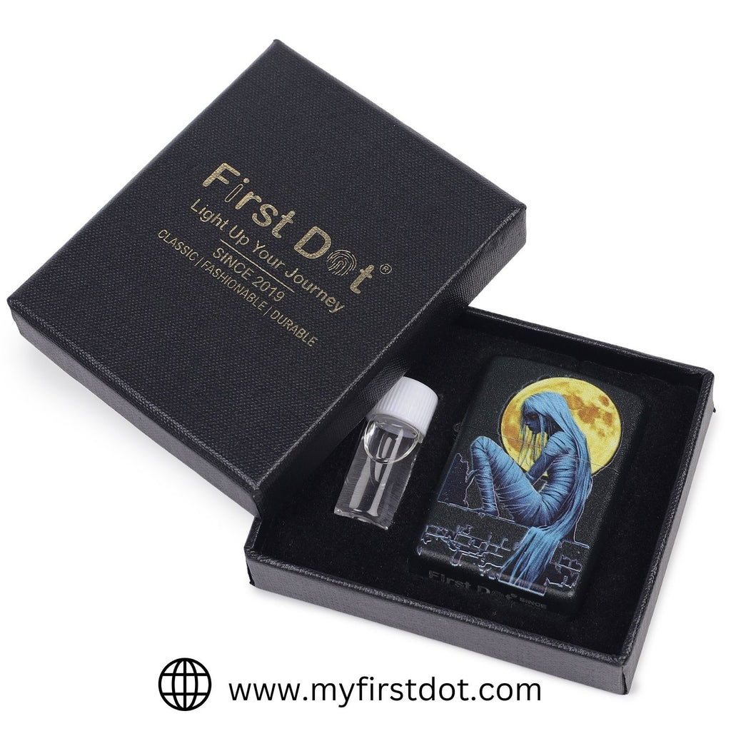 Blue Mummy Moon Graphic Windproof Cigarette Lighter