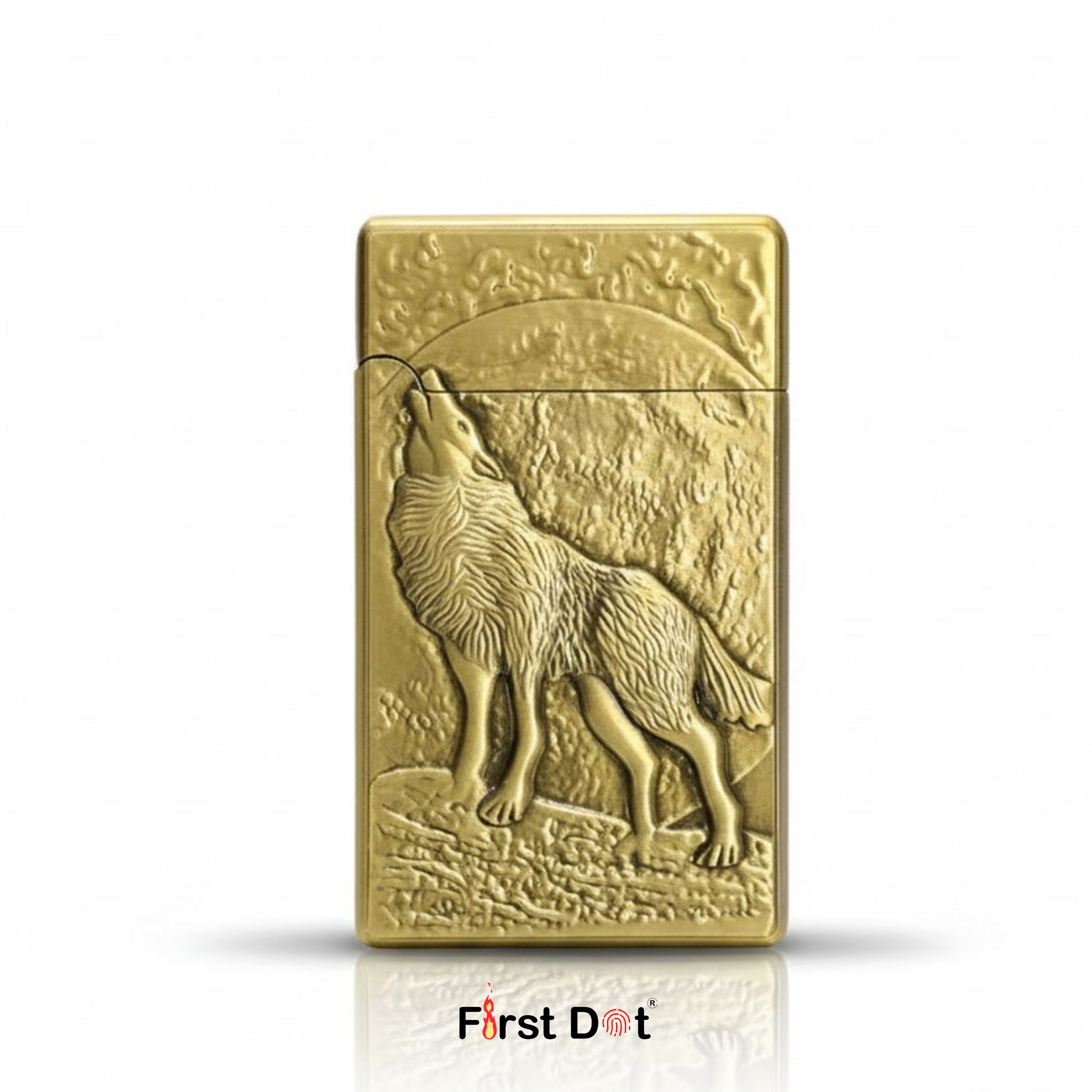 Wolf Engraved Dual Jet Flame Lighter