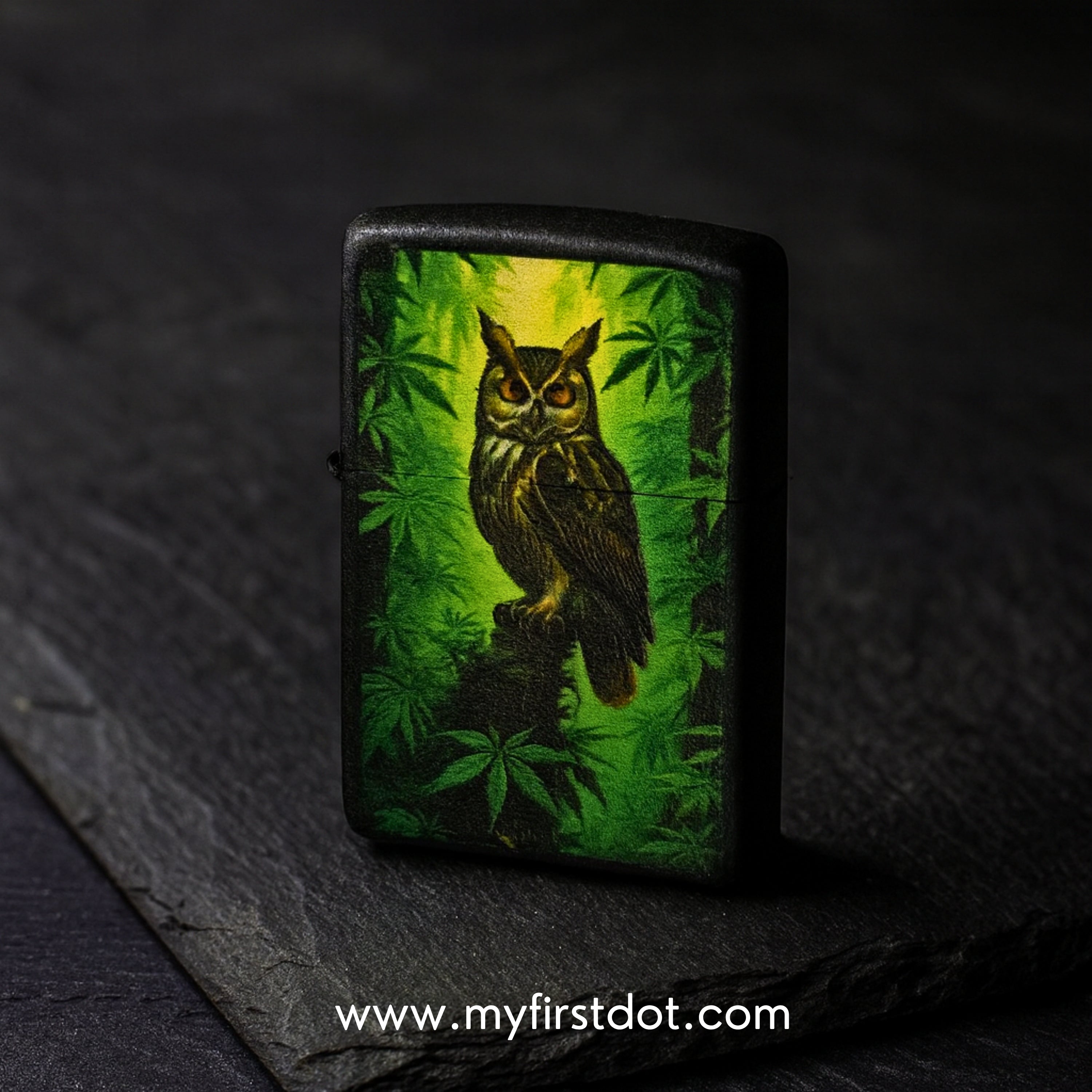 Lighter with owl design on a dark background Classic Music Man Lighter Windproof Cigarette Lighter