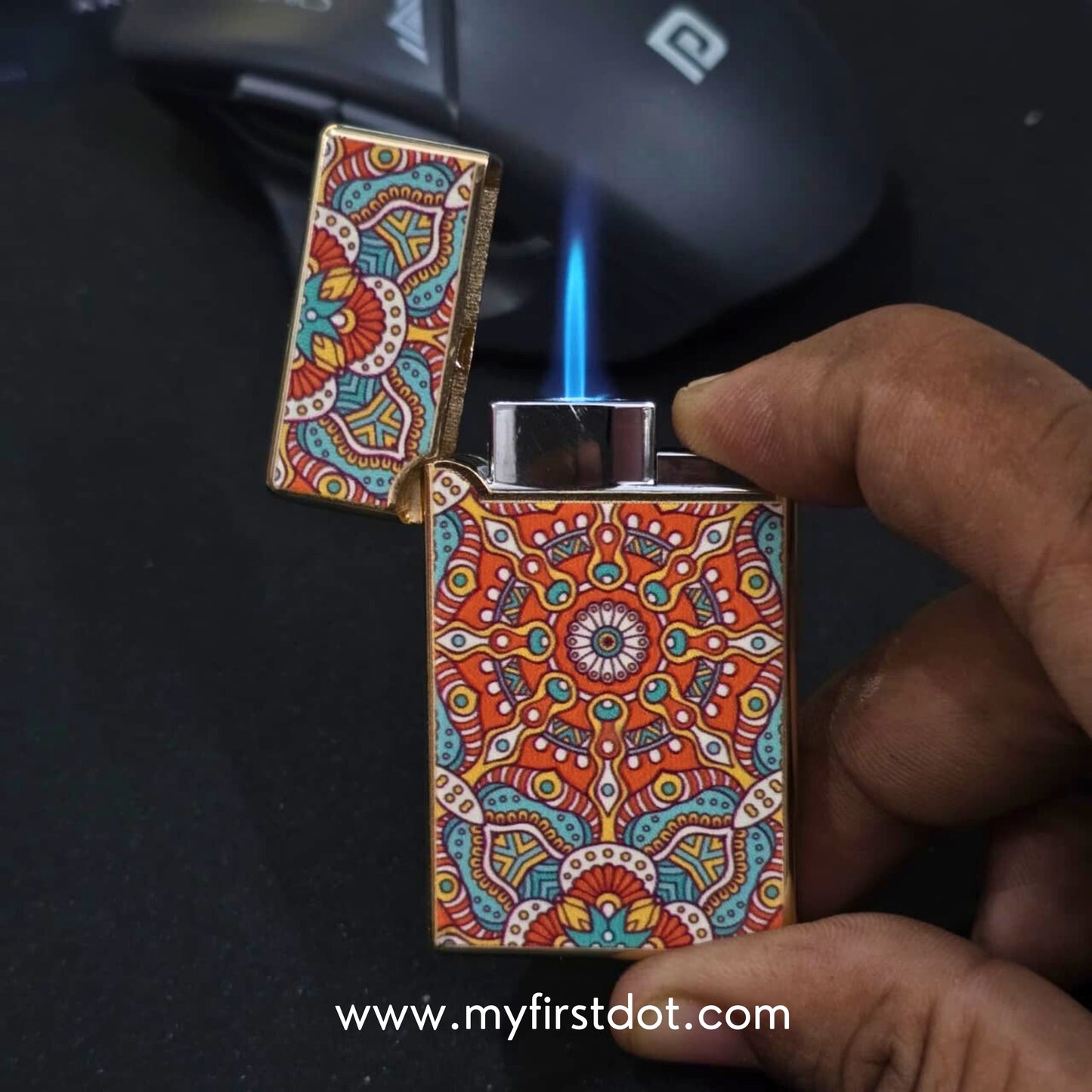 Premium Mandala Art Jet Flame Lighter | Refillable Windproof