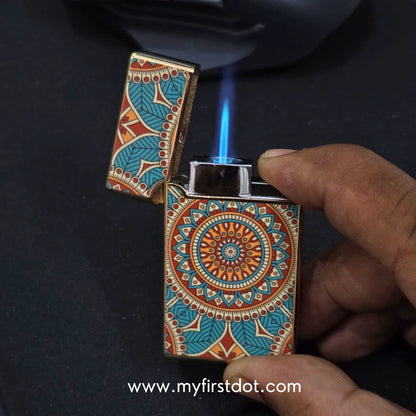 Premium Mandala Art Jet Flame Lighter | Windproof Refillable