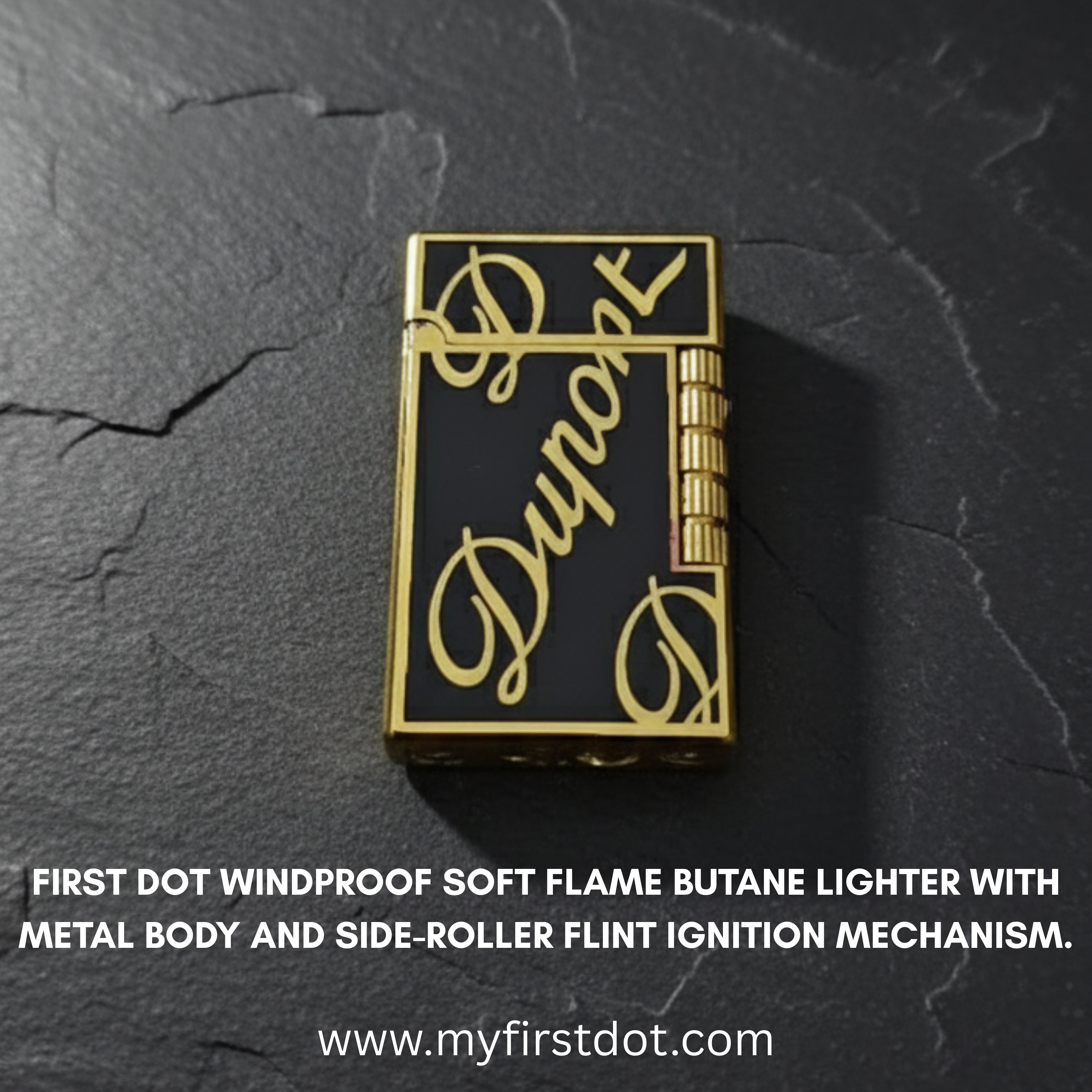 Premium Metal Body Side-Roller Flint Lighter (Butane Gas)