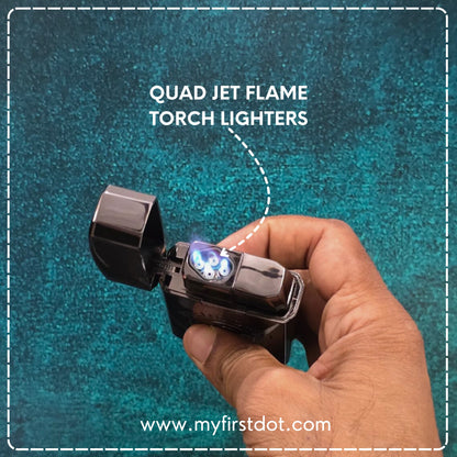 Quad Torch Cigar Lighter – Windproof Butane Jet Flame